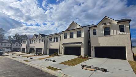 A building with a garage.