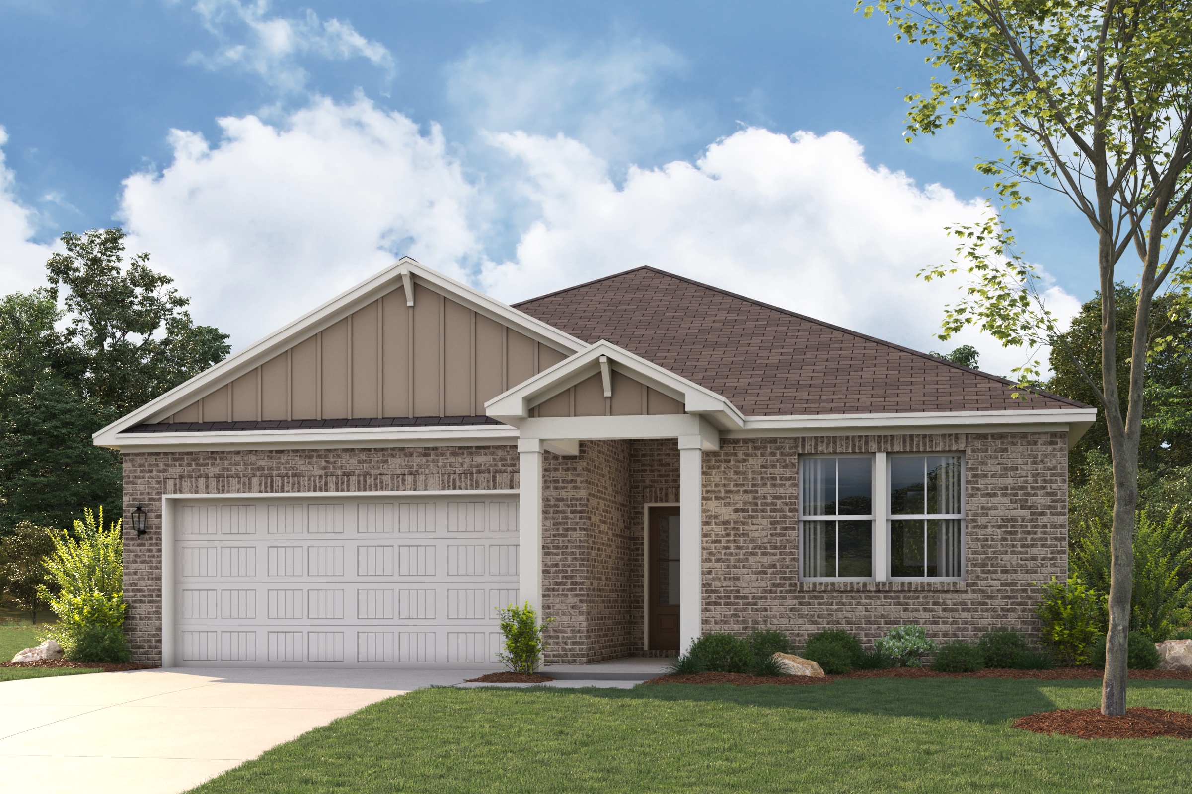 A house with a garage.