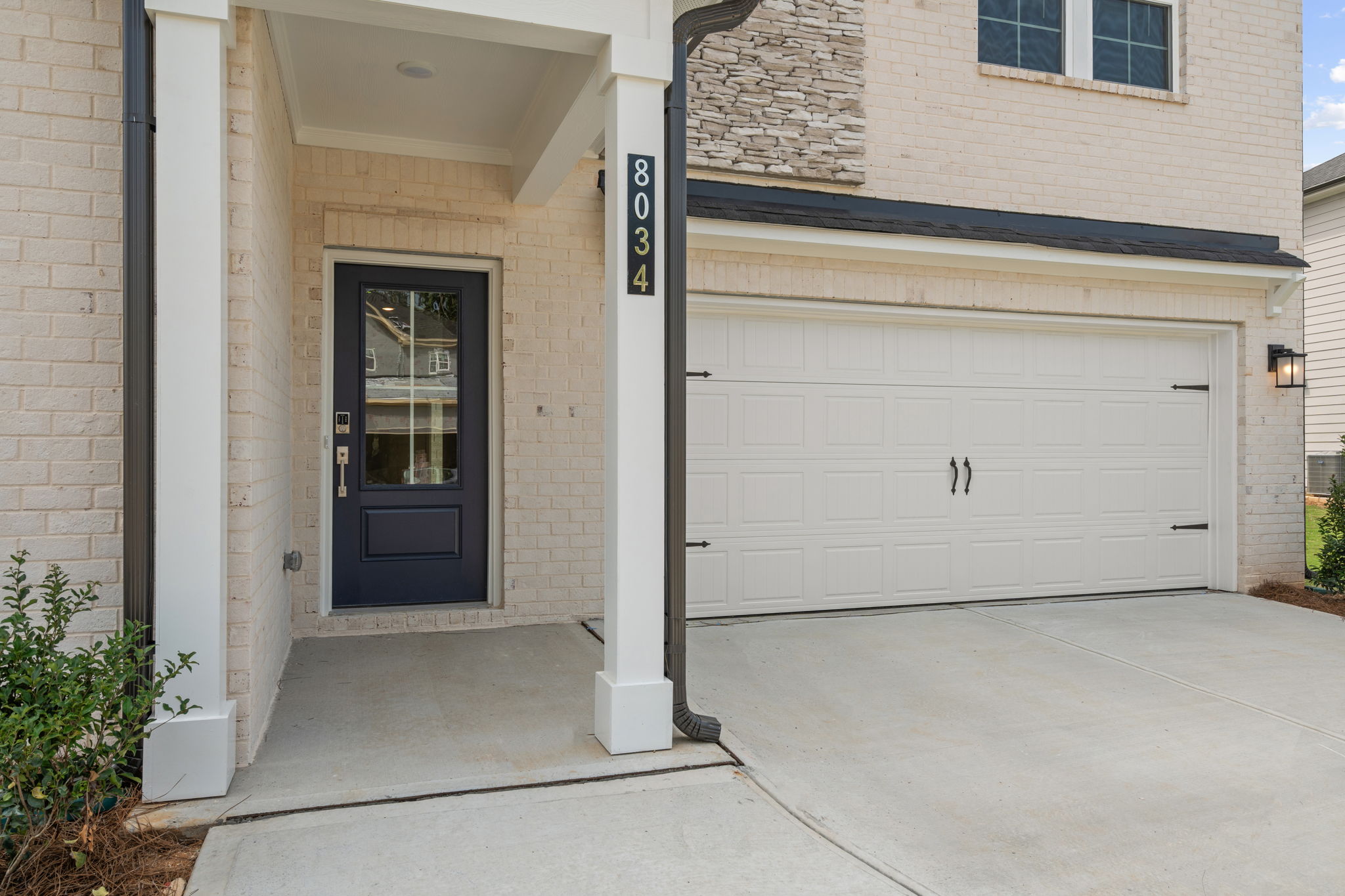 A garage door and garage.