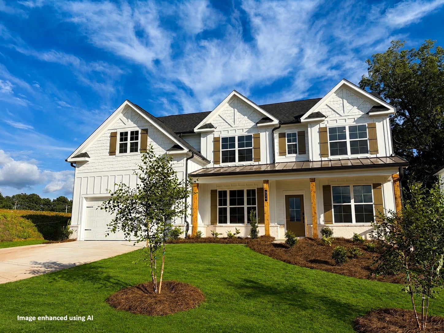 A house with a large front yard.