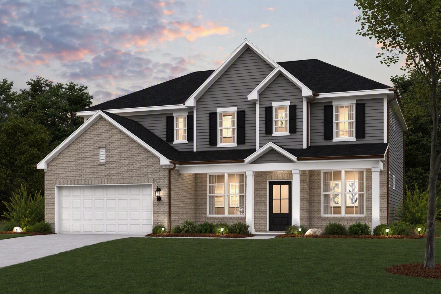 A house with a garage.