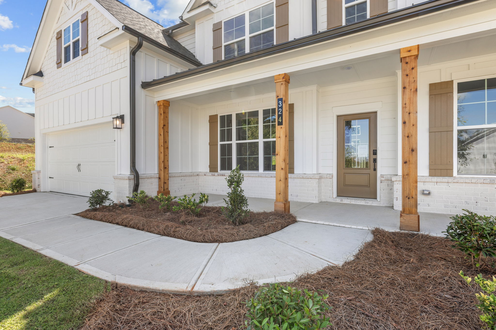 A house with a front yard.