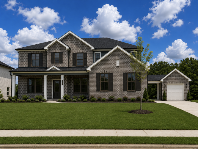 A large house with a lawn.