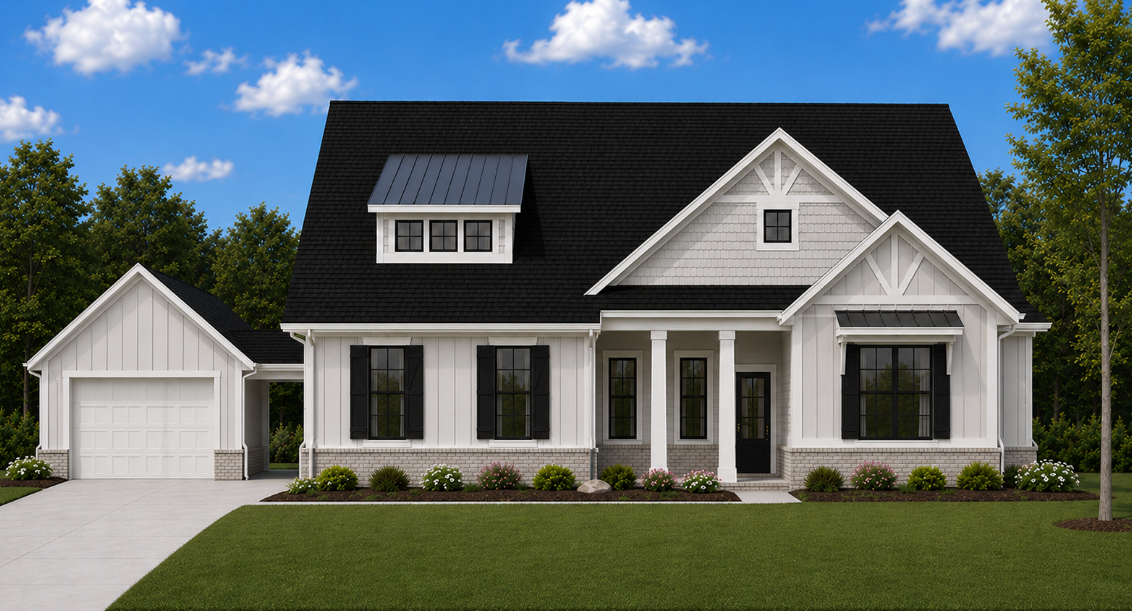 A house with a lawn in front of it.