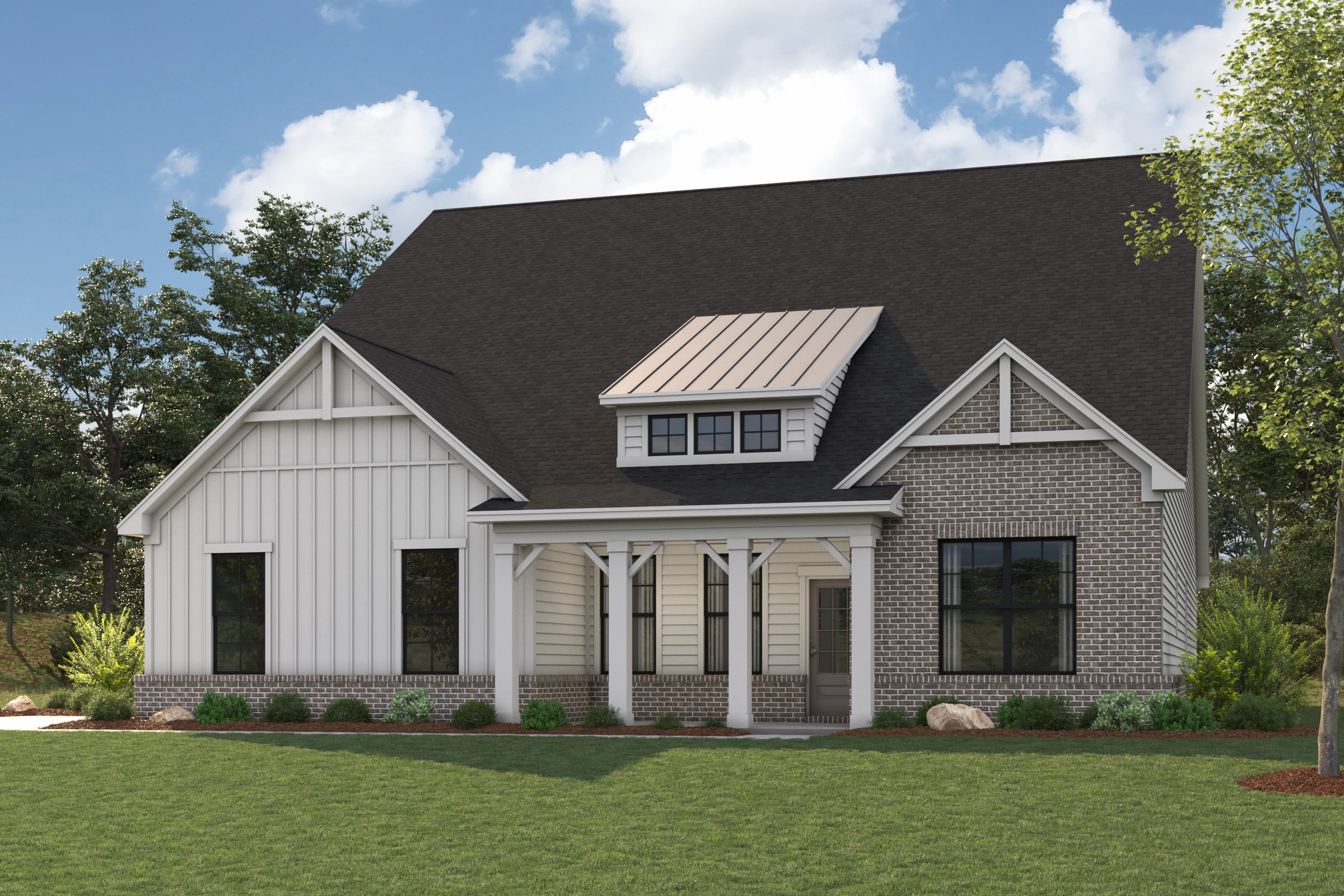 A house with a large front yard.