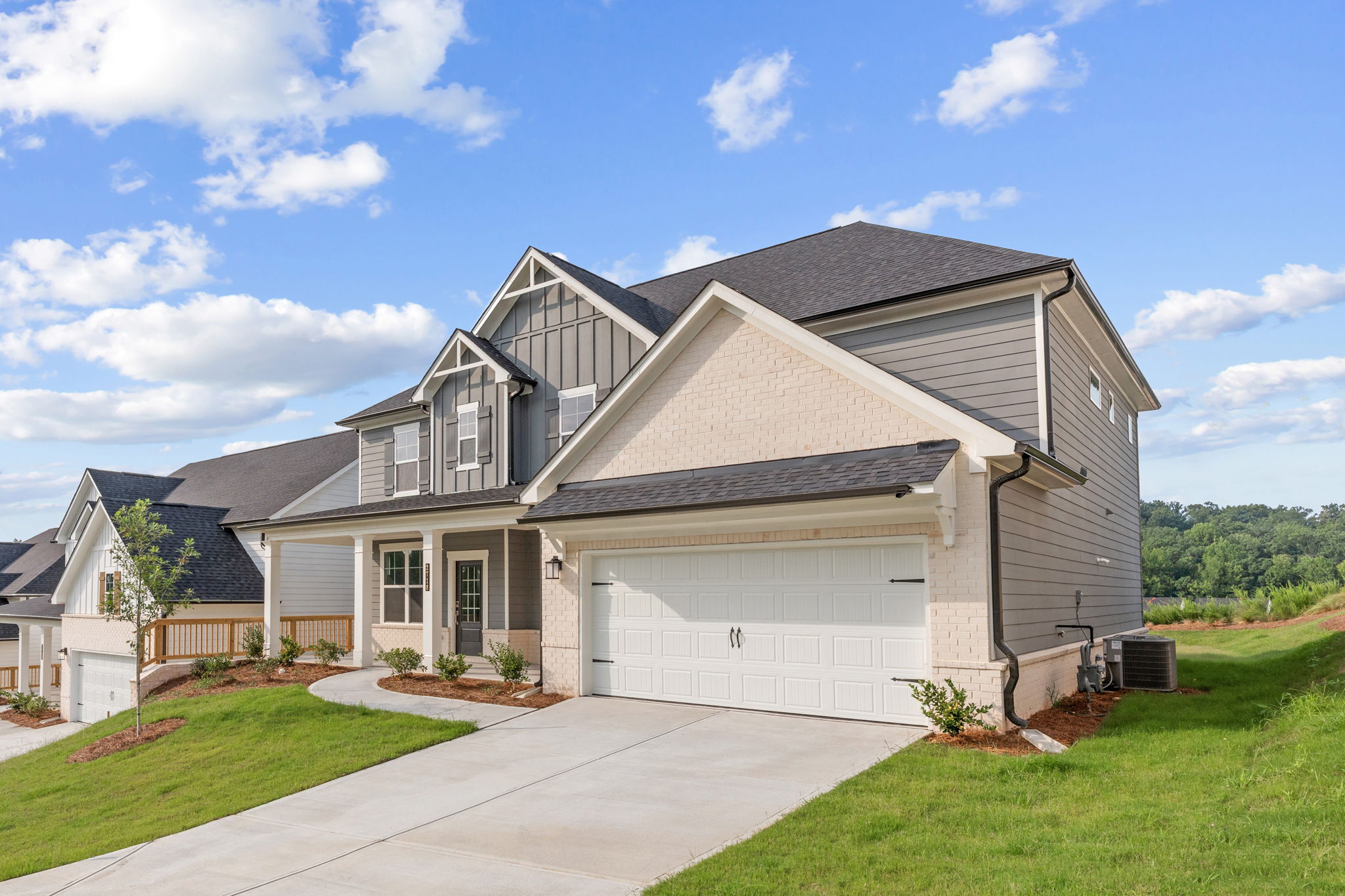 A house with a garage.