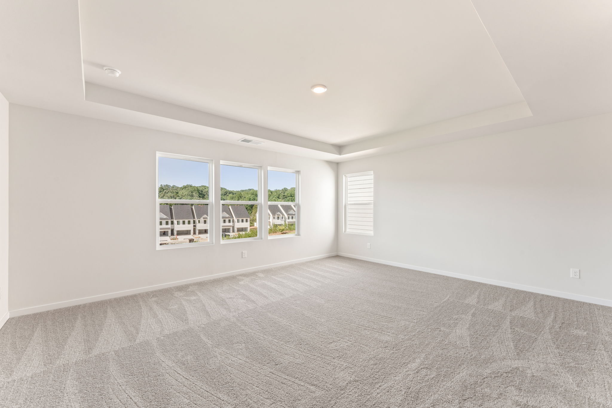 A room with a large window.