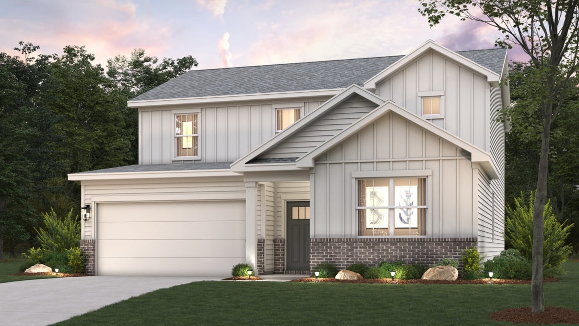 A house with a large front yard.