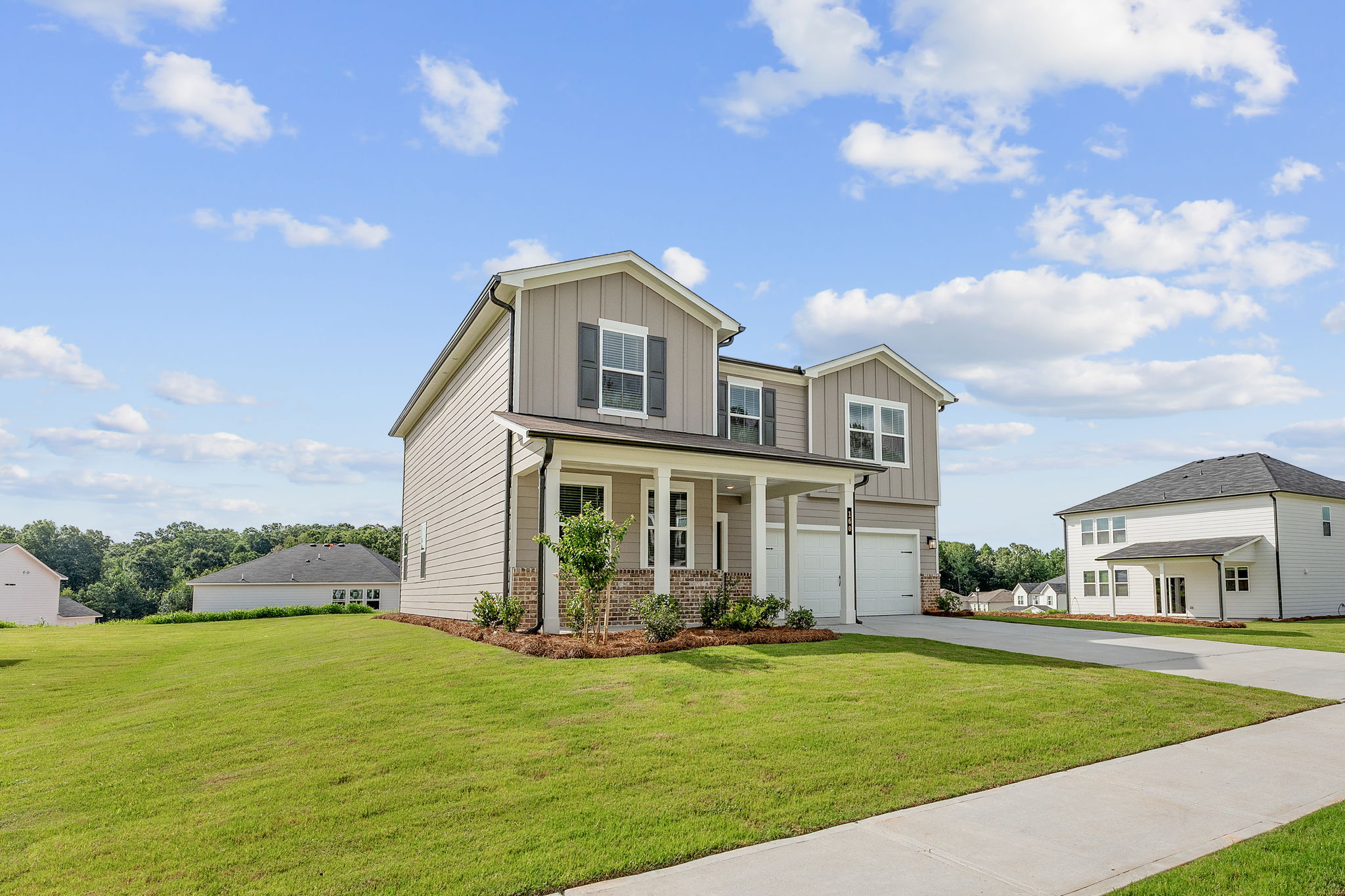 A house with a lawn.
