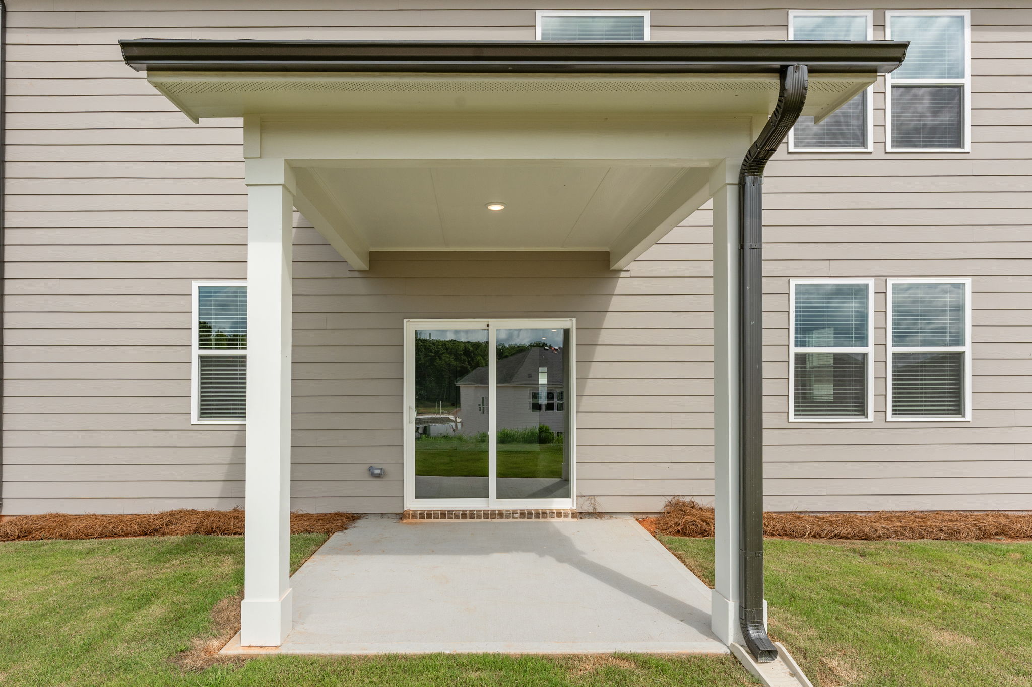A house with a glass door.