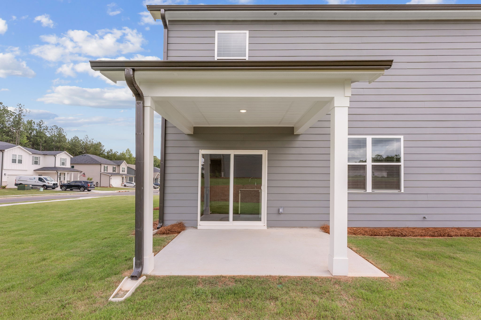A house with a garage.