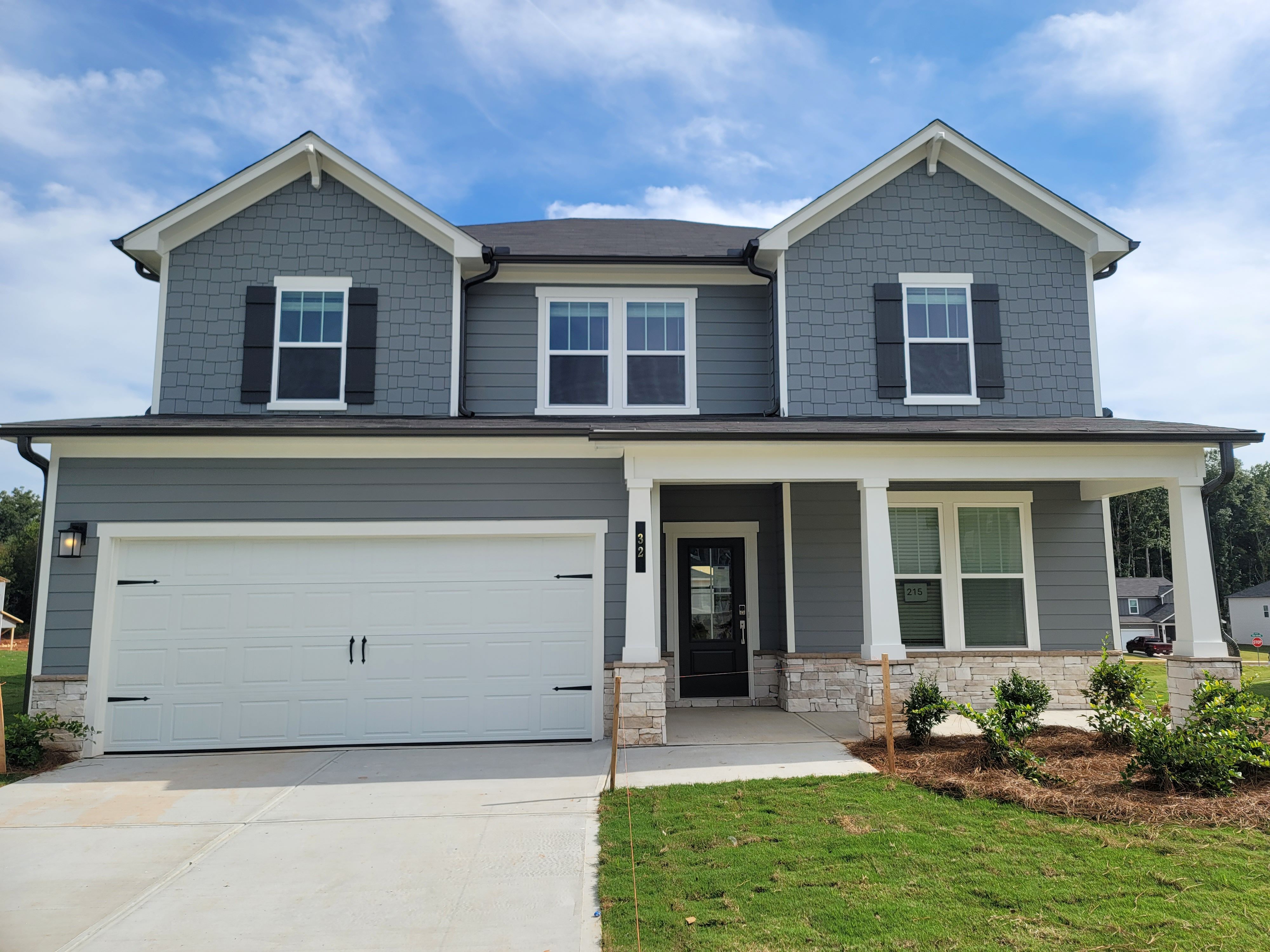 A house with a garage.