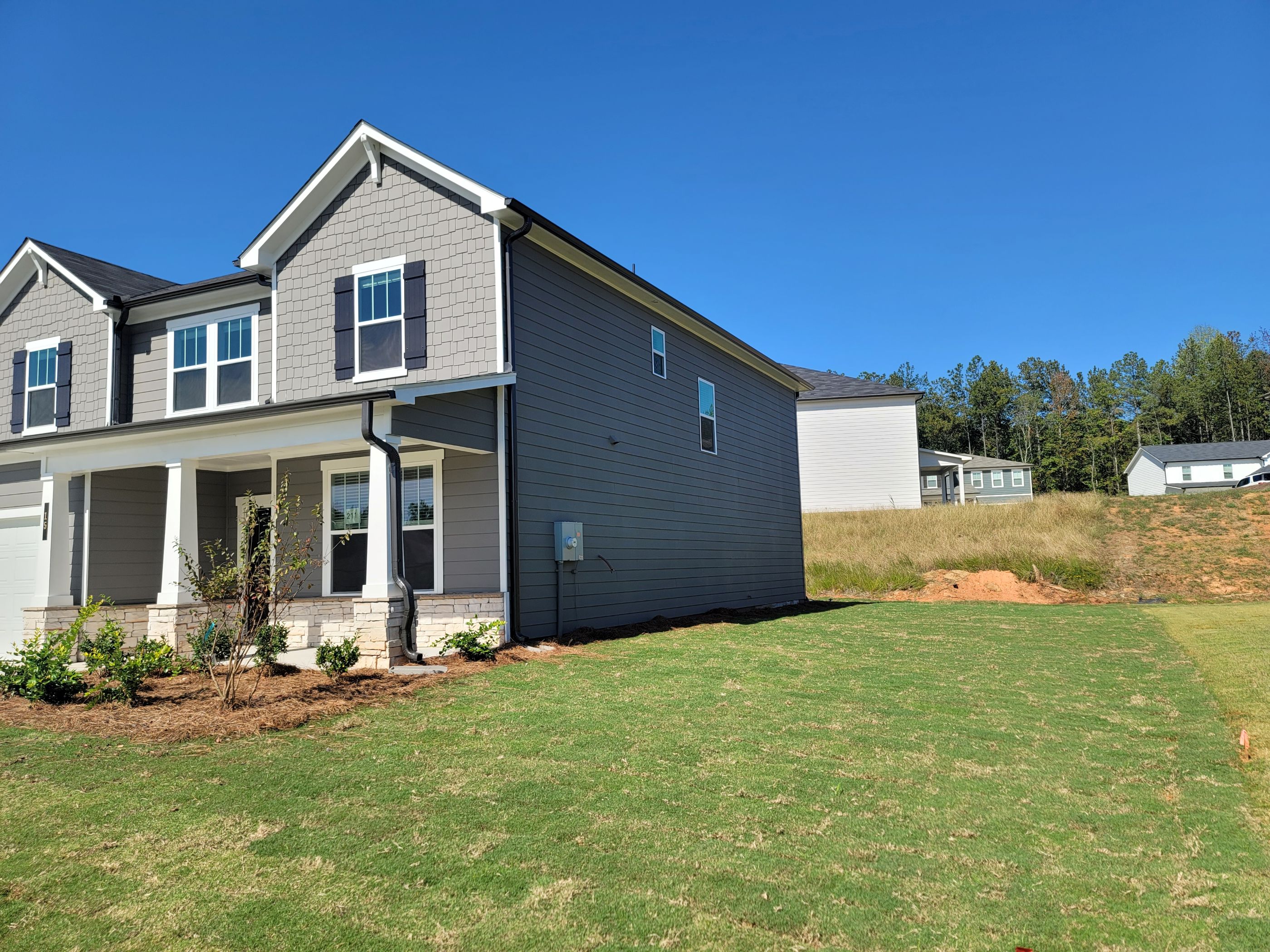 A house with a lawn.
