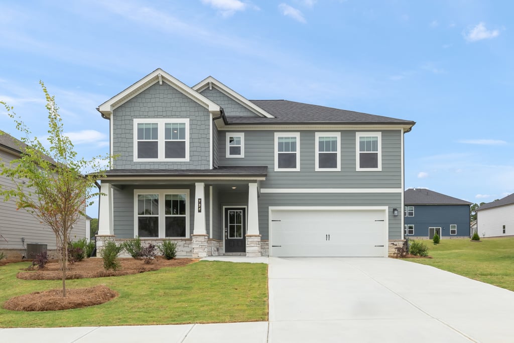 A house with a driveway.