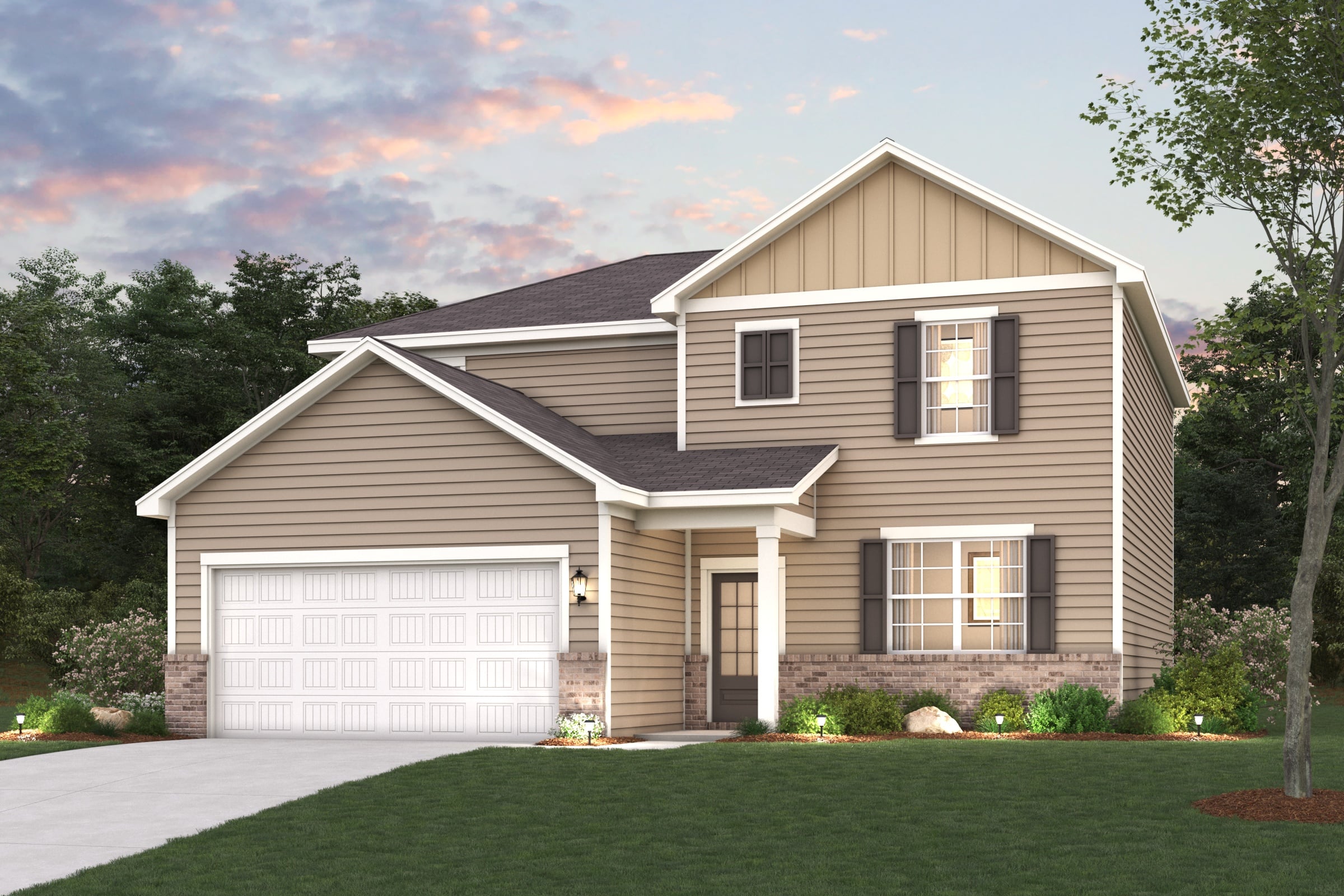 A house with a garage.