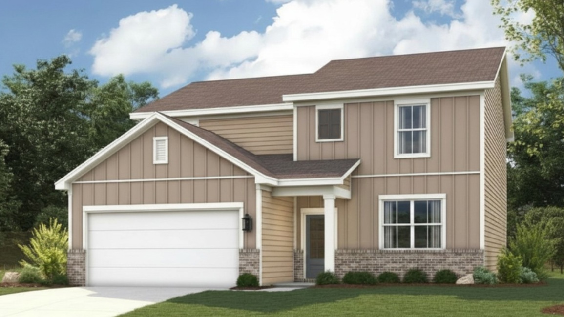 A house with a garage.