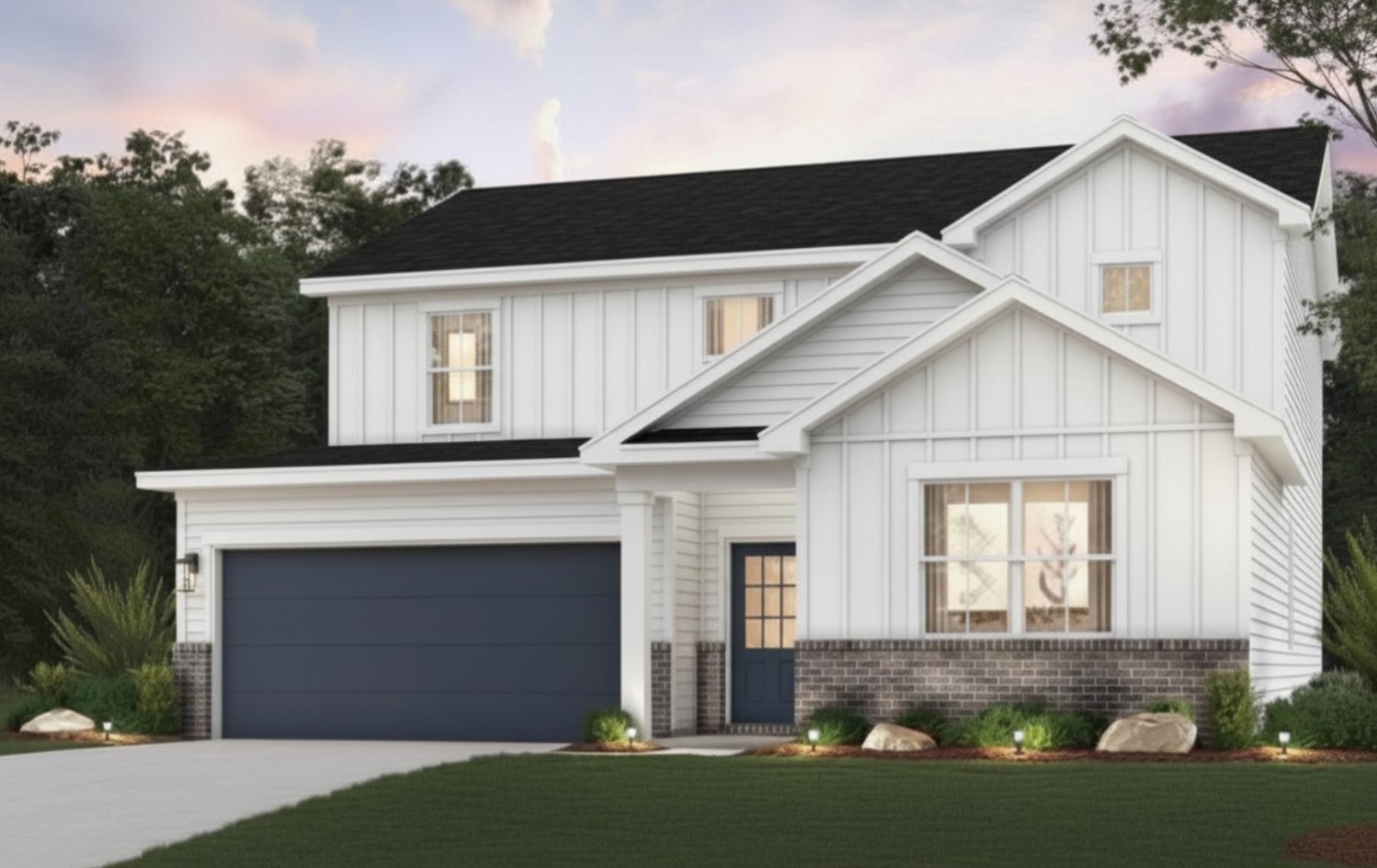 A house with a garage.