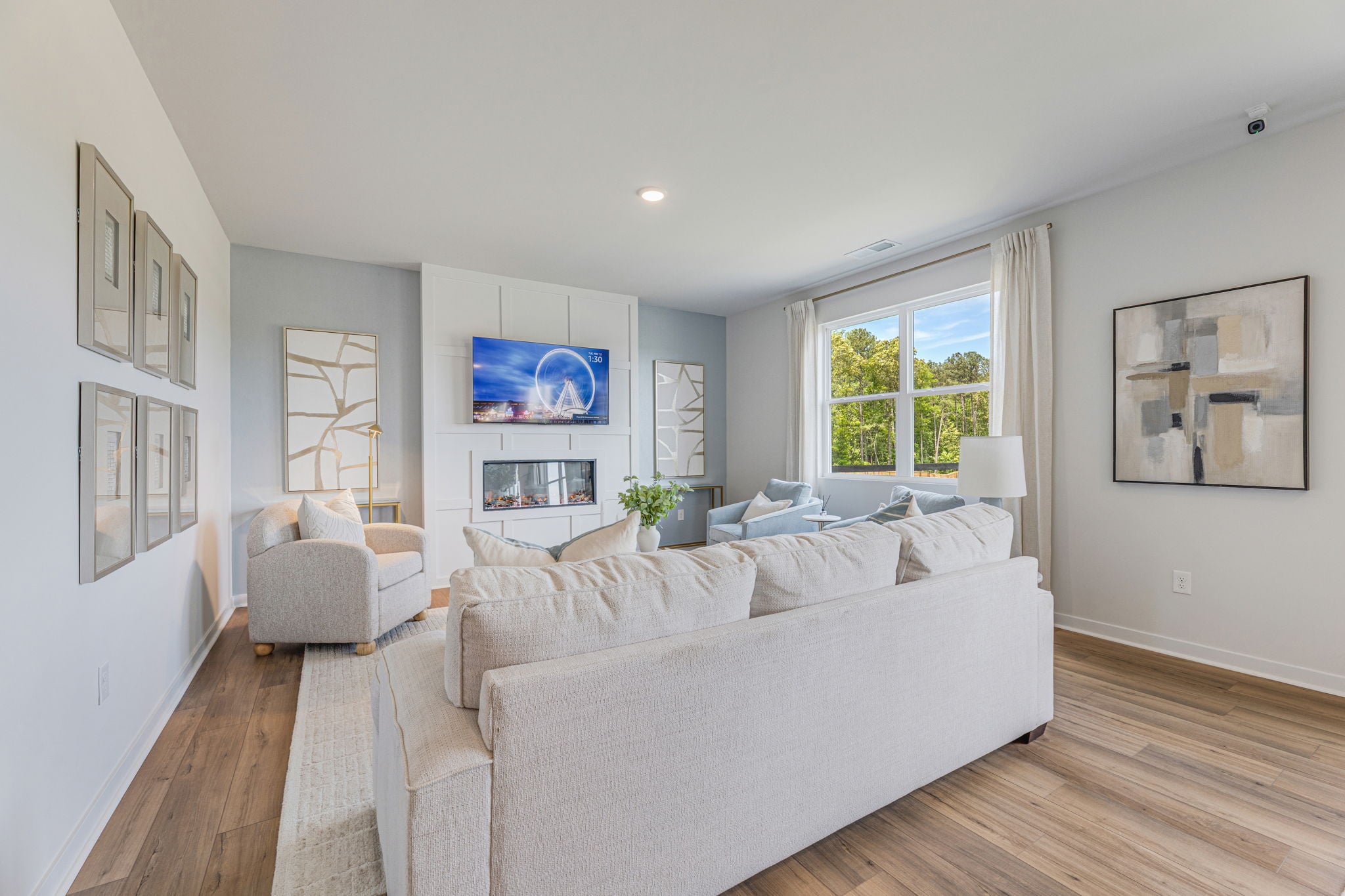 A living room with a couch and a table.