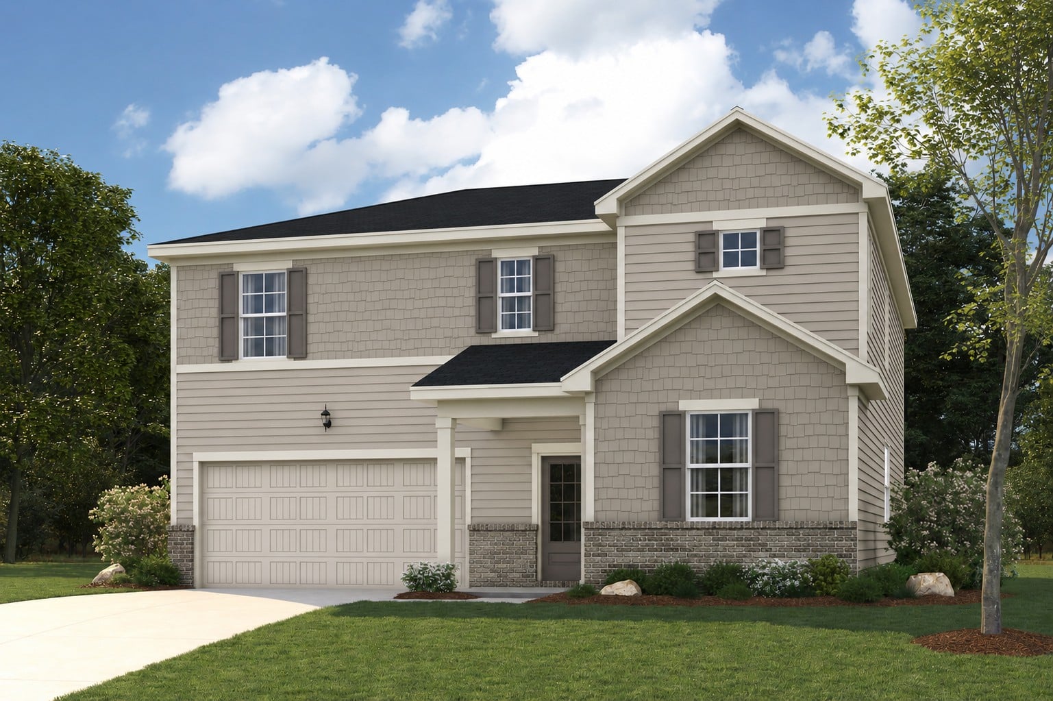 A house with a garage.