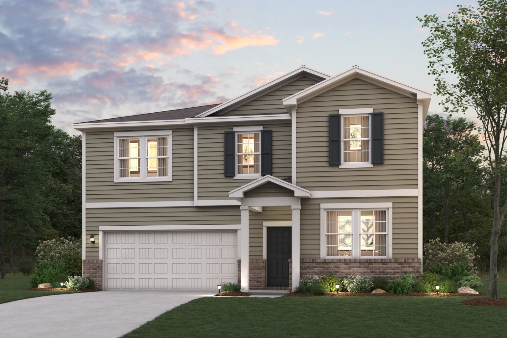 A house with a garage.