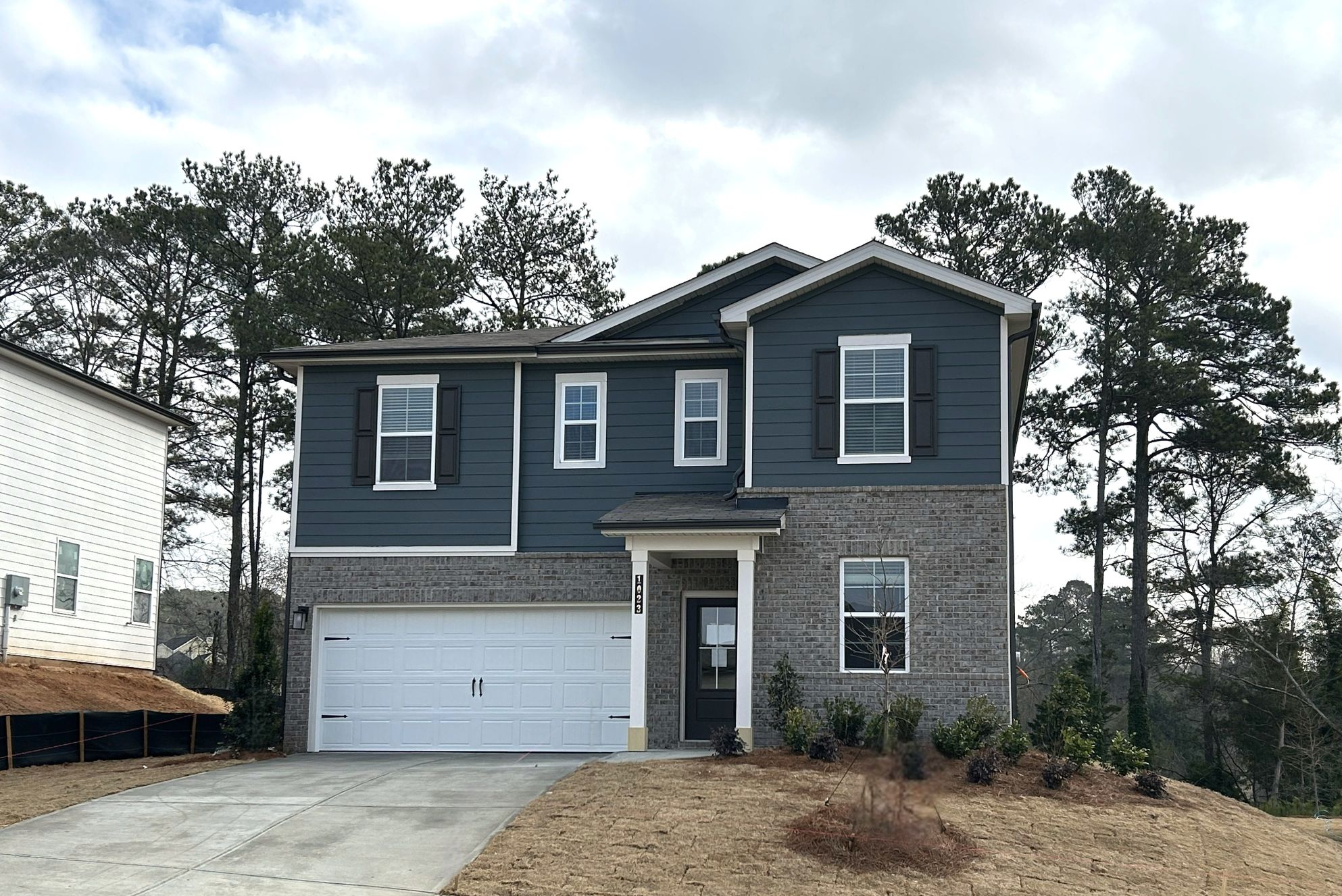 A house with a garage.