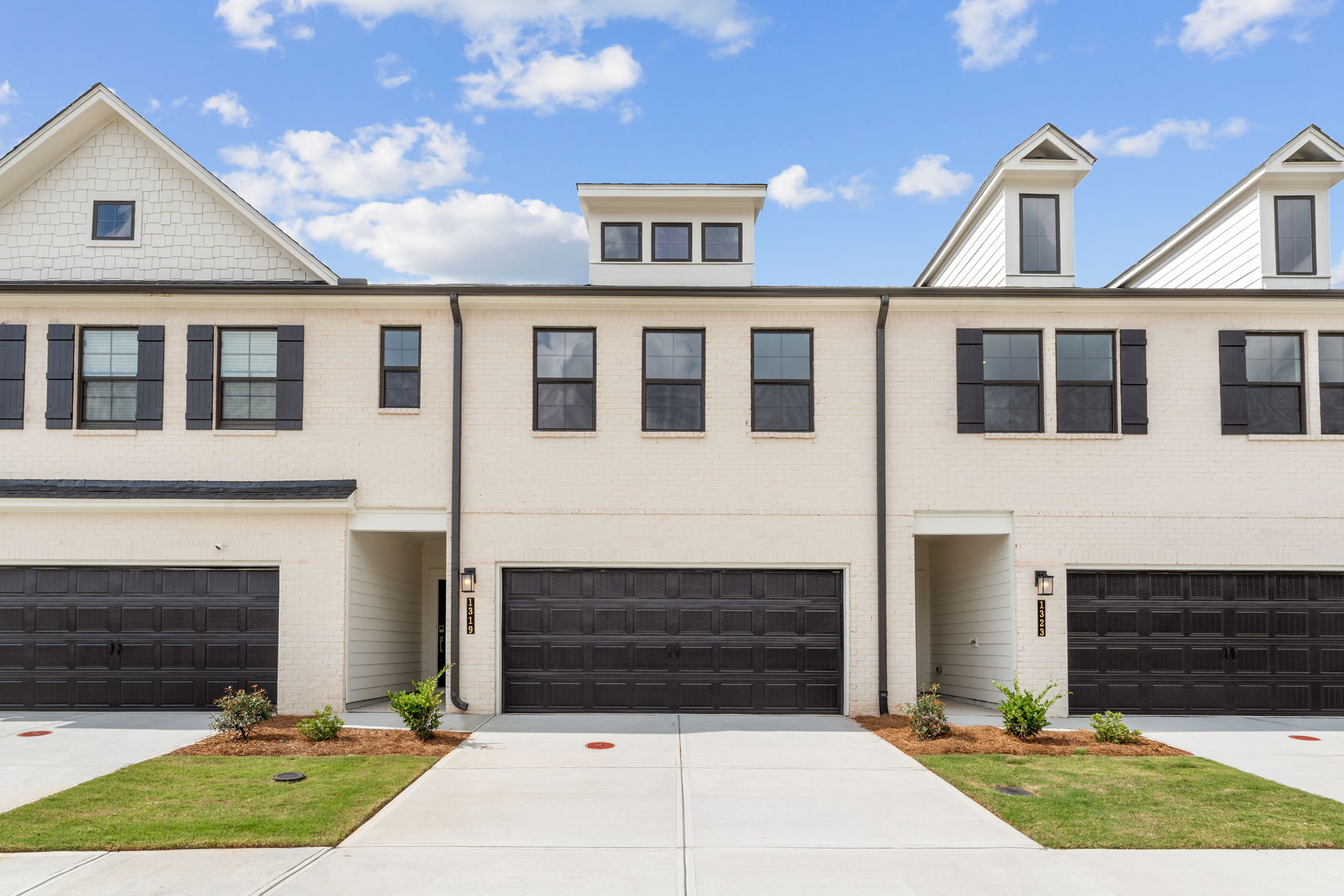 A building with a garage.