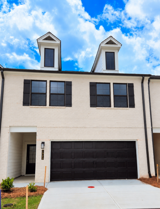 A building with a garage.