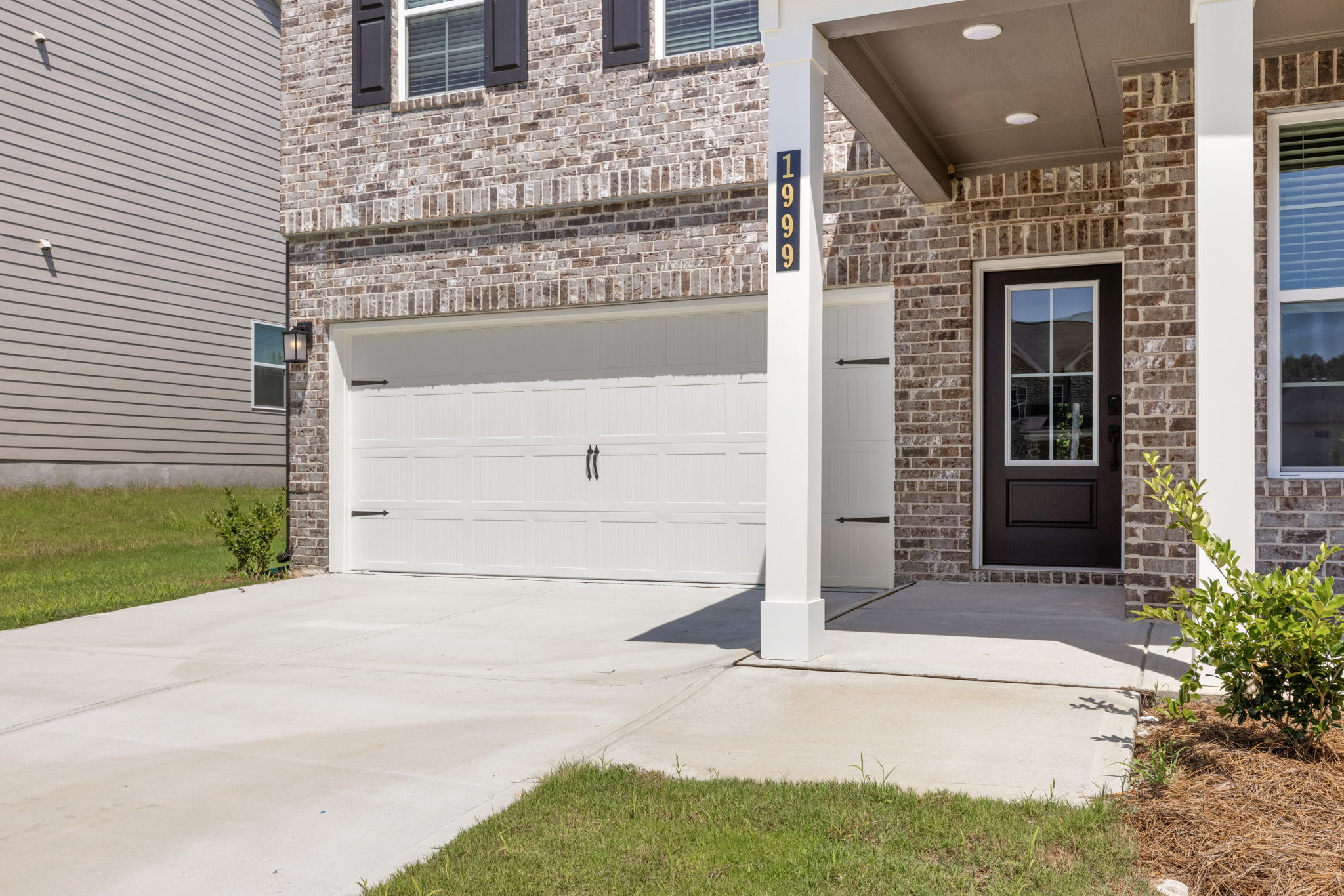 A garage door and garage.