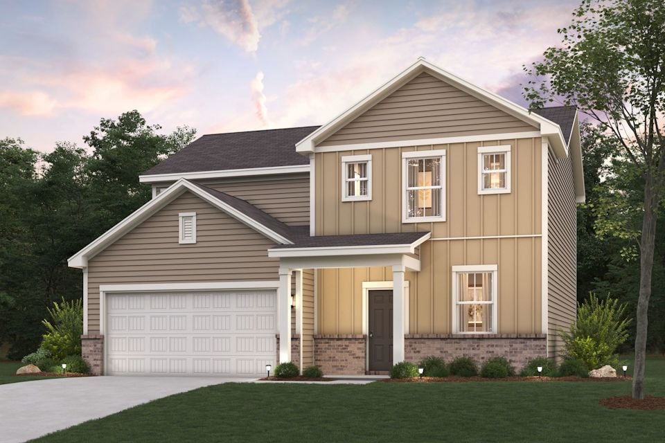 A house with a garage.