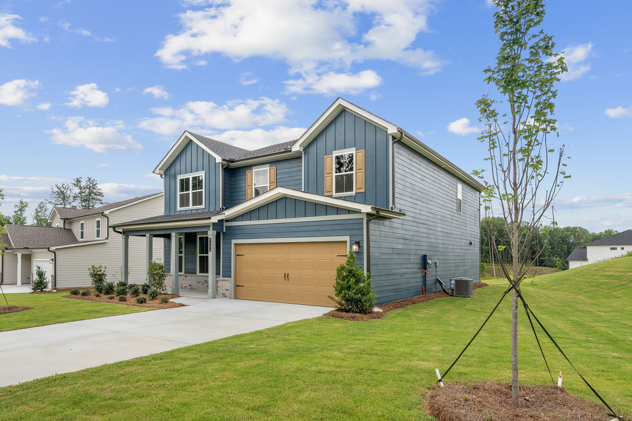 A house with a garage.