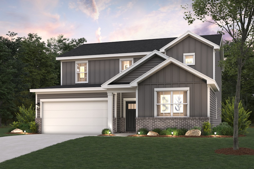 A house with a large front yard.
