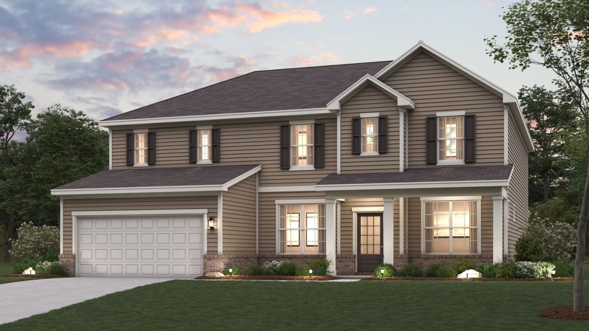 A house with a large front yard.