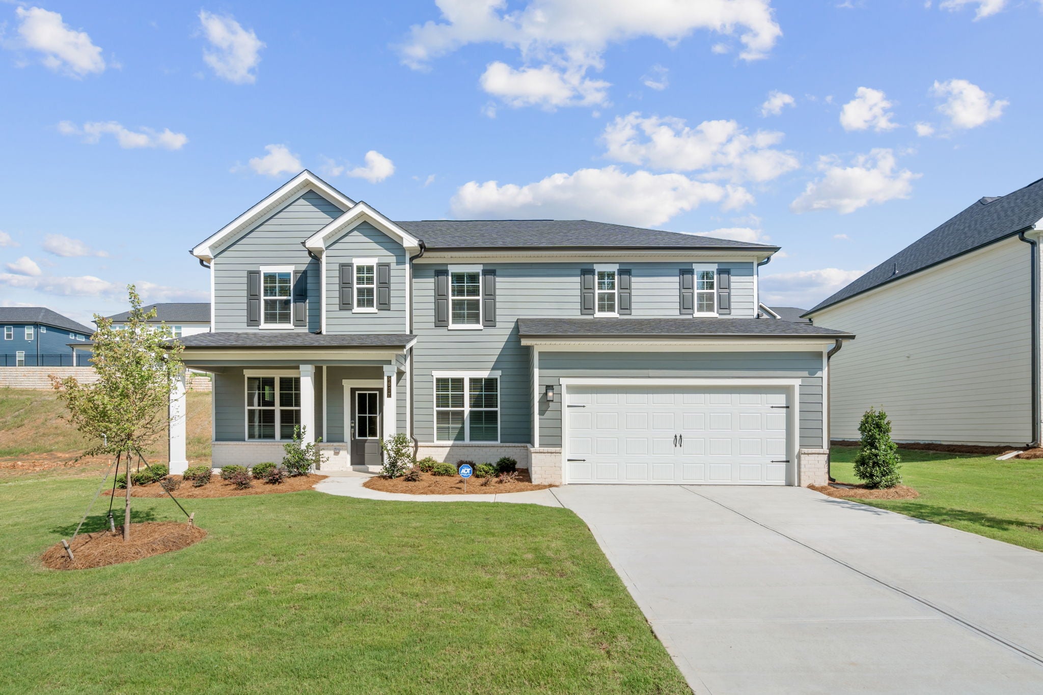 A house with a garage.
