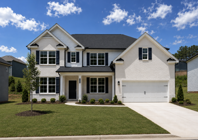 A house with a garage.