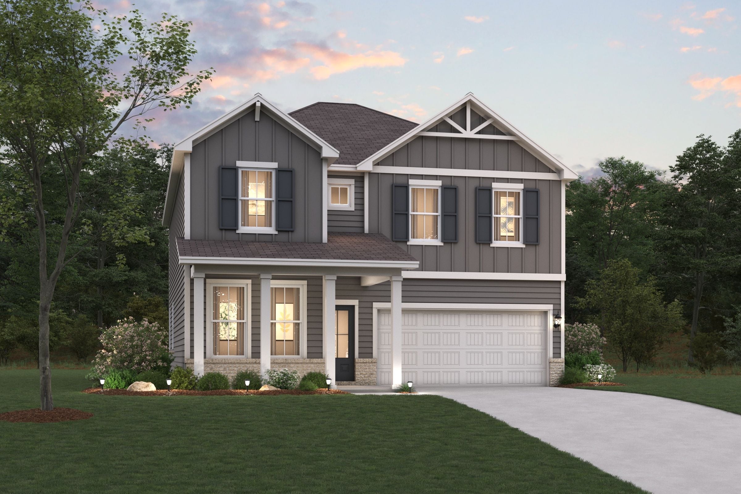 A house with a driveway.