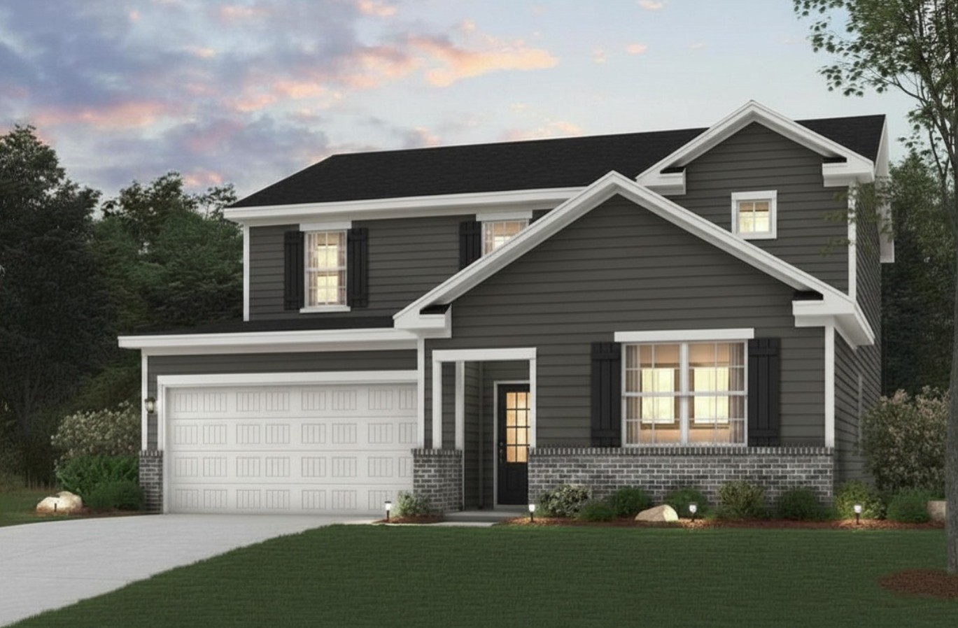 A house with a garage.