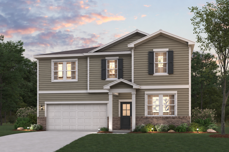 A house with a garage.
