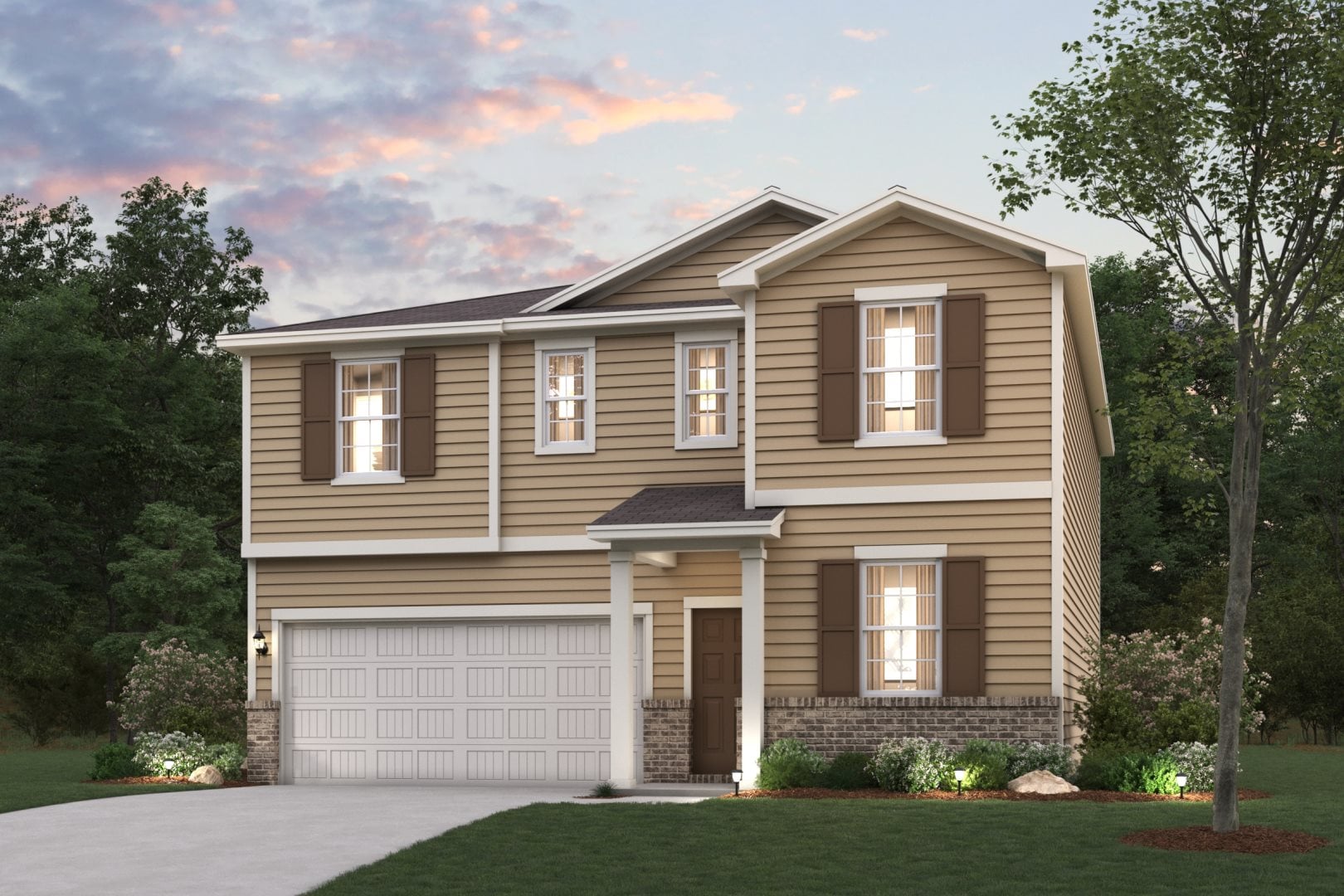 A house with a garage.