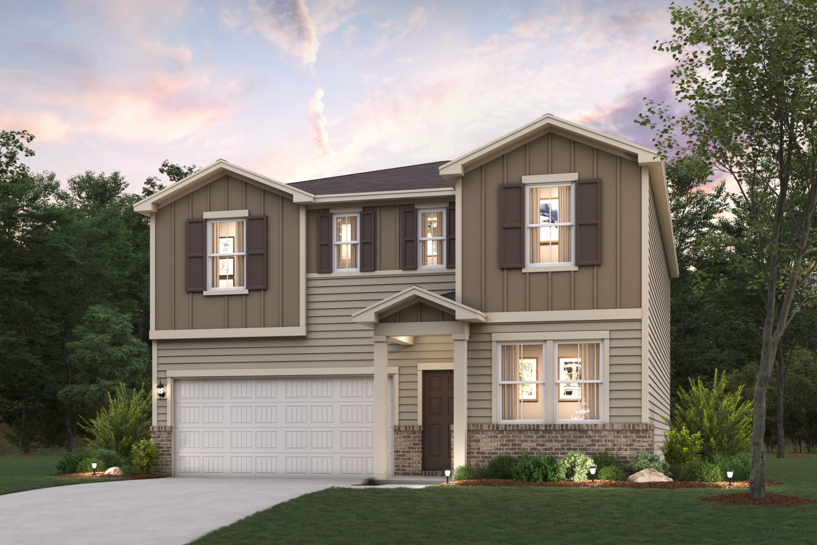 A house with a large front yard.
