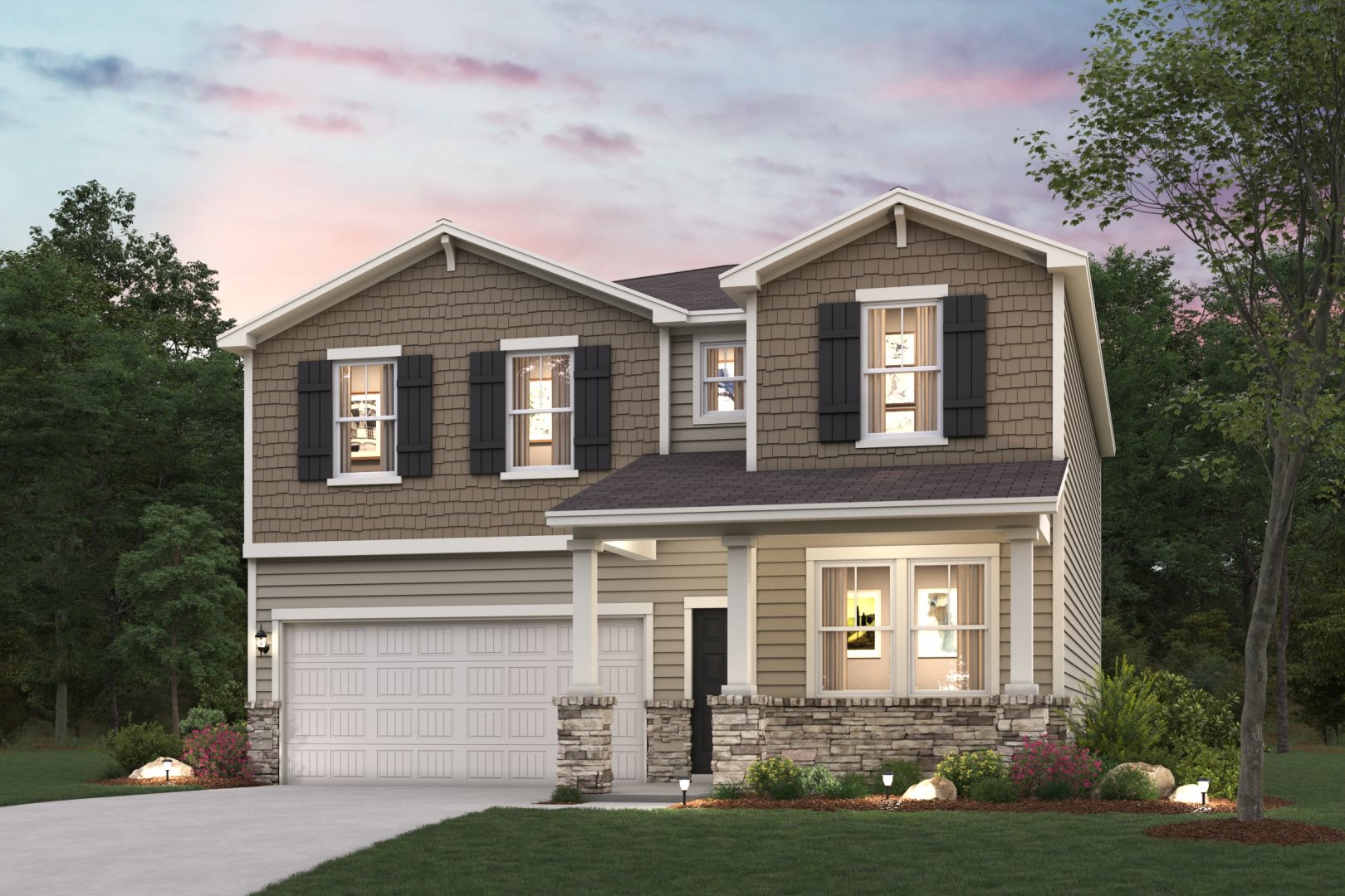 A house with a garage.