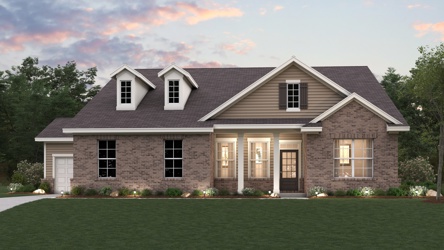 A house with a lawn in front.