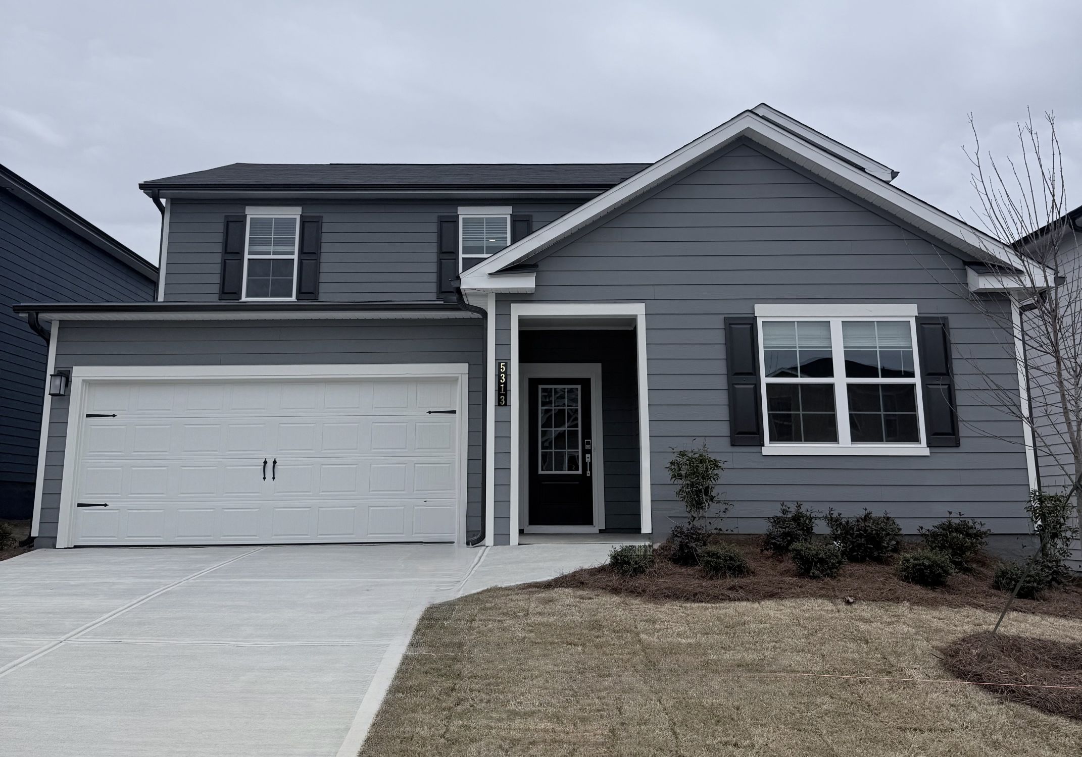 A house with a garage.