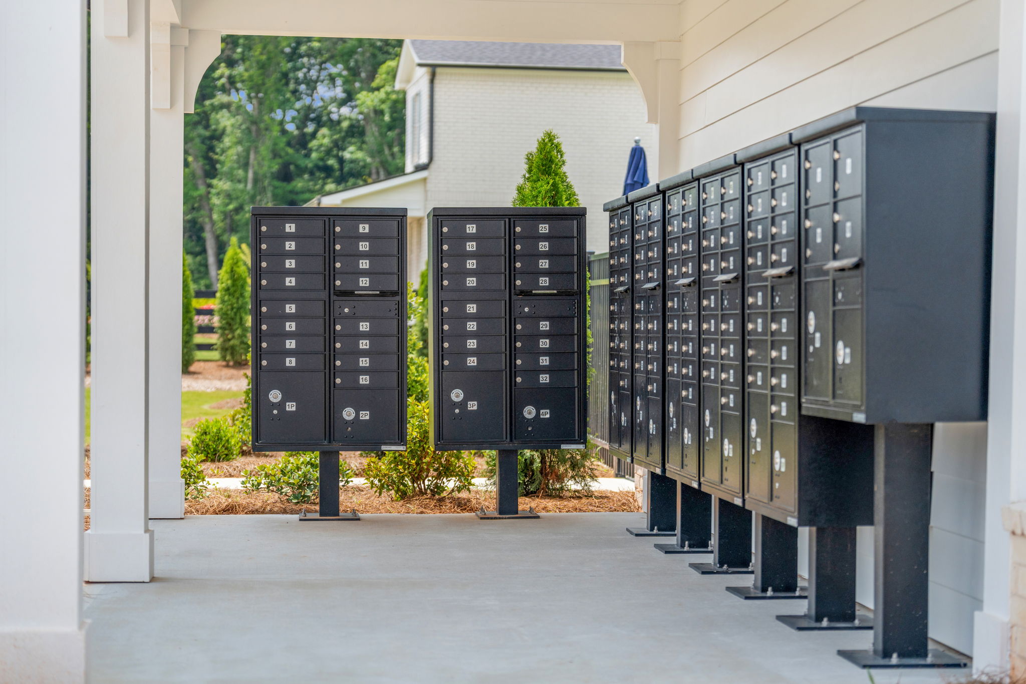 A group of black boxes.