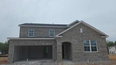 A building with a garage.