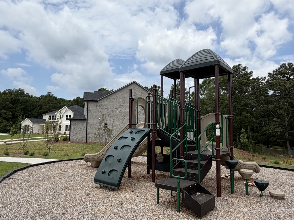 A playground with a slide.