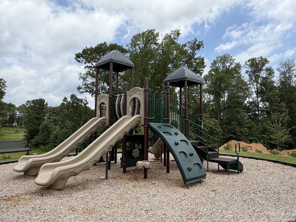 A playground with a slide.