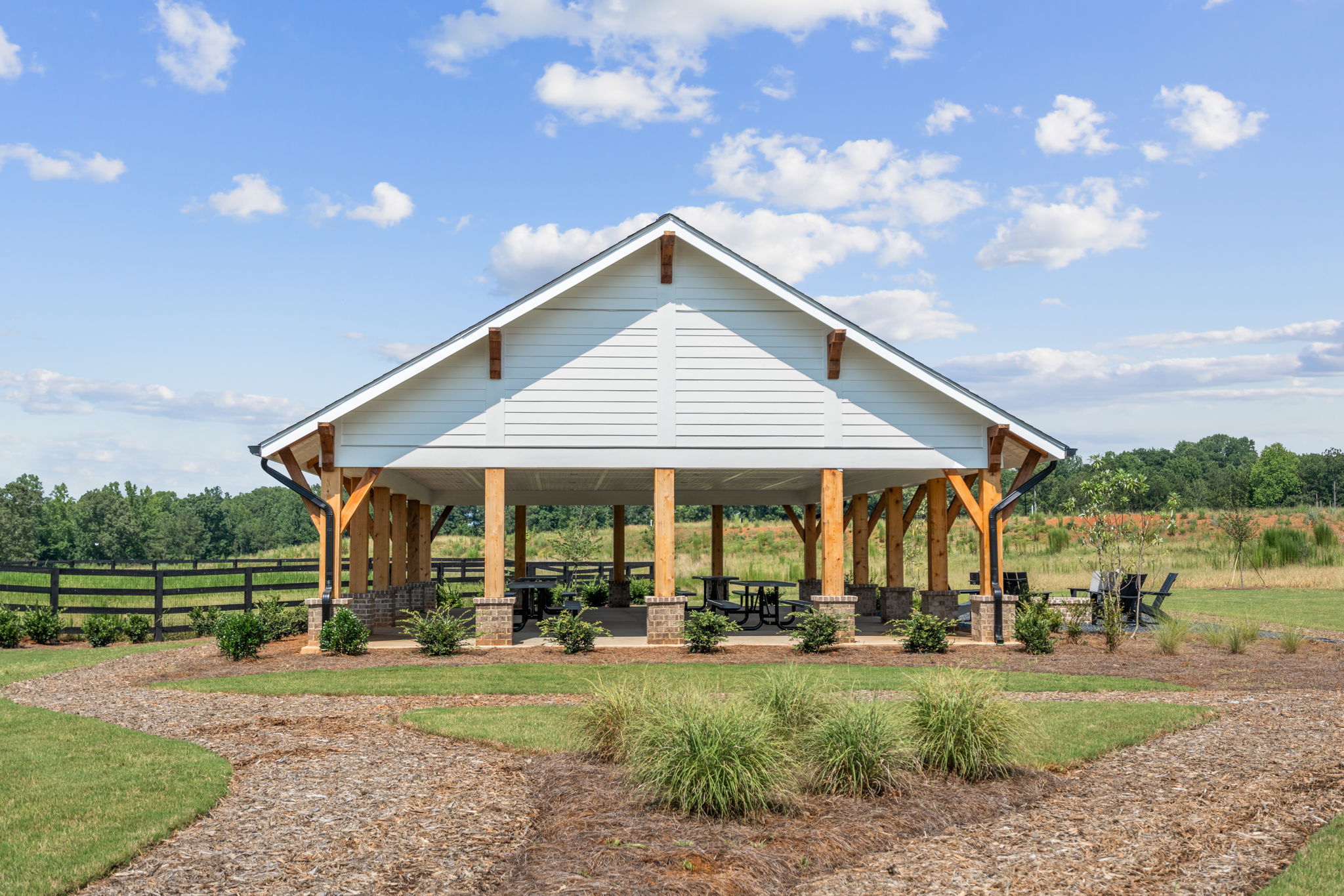 A gazebo in a park.