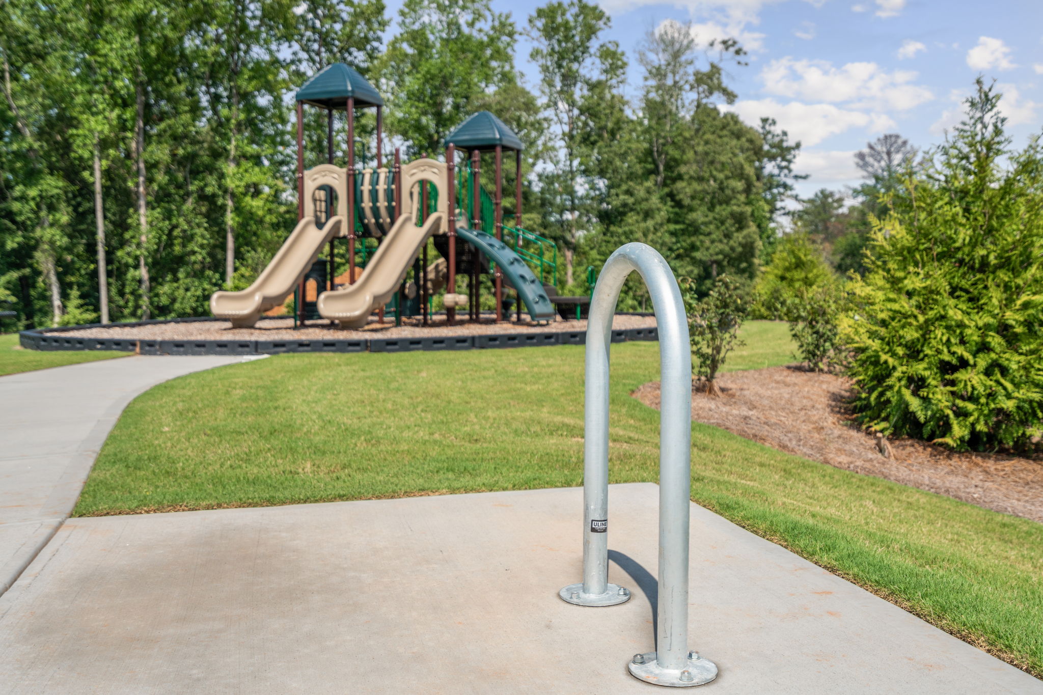 A playground with a slide.