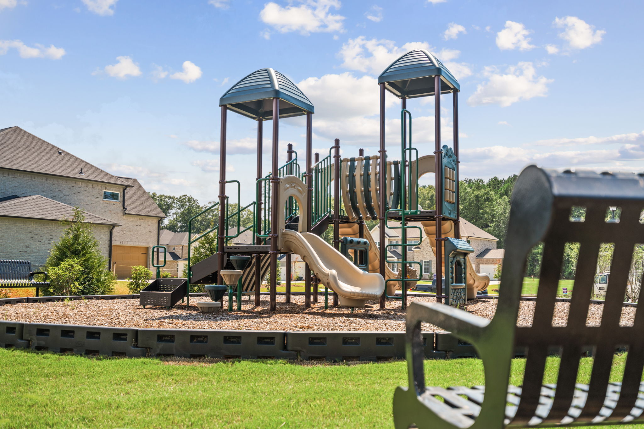A playground with a slide.