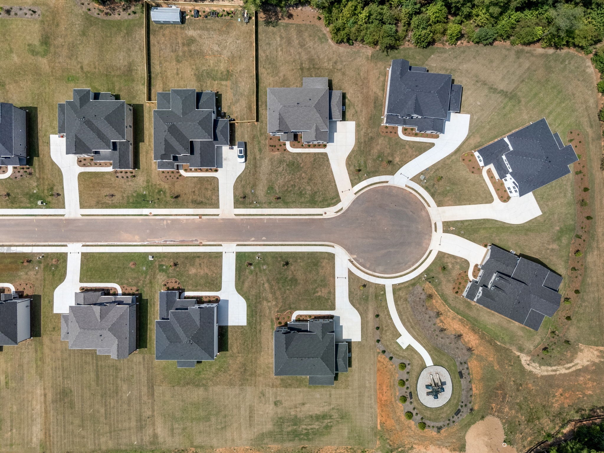 A high angle view of a building.